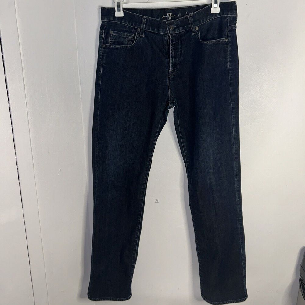 7 For‎ All Mankind Classic Dark Wash Straight Leg Denim Jeans